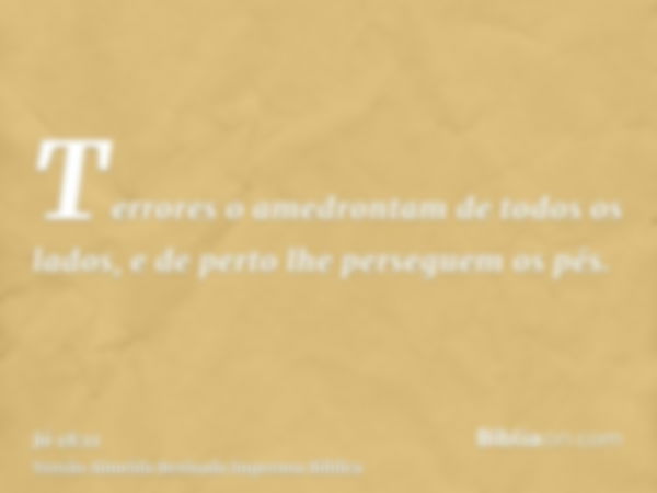 Terrores o amedrontam de todos os lados, e de perto lhe perseguem os pés.