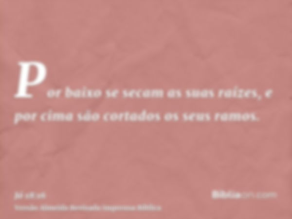 Por baixo se secam as suas raízes, e por cima são cortados os seus ramos.