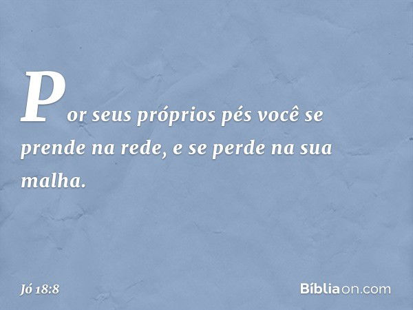 Por seus próprios pés
você se prende na rede,
e se perde na sua malha. -- Jó 18:8