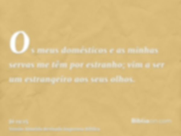 Os meus domésticos e as minhas servas me têm por estranho; vim a ser um estrangeiro aos seus olhos.