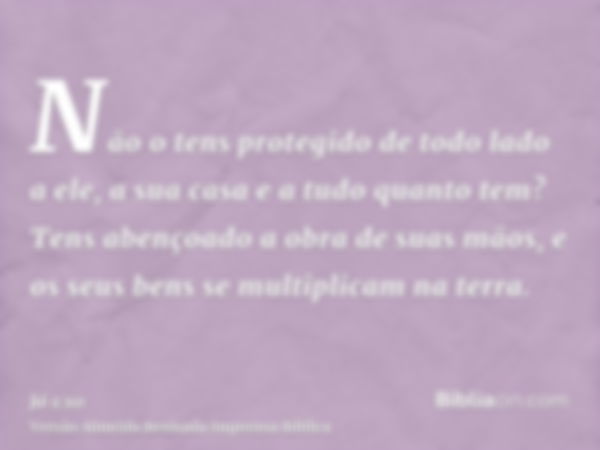 Não o tens protegido de todo lado a ele, a sua casa e a tudo quanto tem? Tens abençoado a obra de suas mãos, e os seus bens se multiplicam na terra.