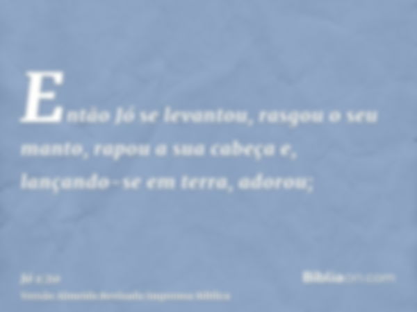 Então Jó se levantou, rasgou o seu manto, rapou a sua cabeça e, lançando-se em terra, adorou;