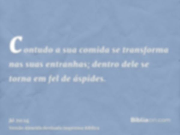 contudo a sua comida se transforma nas suas entranhas; dentro dele se torna em fel de áspides.