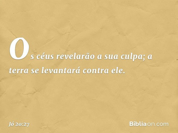 Os céus revelarão a sua culpa;
a terra se levantará contra ele. -- Jó 20:27