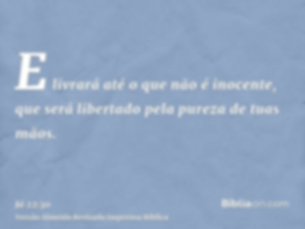 E livrará até o que não é inocente, que será libertado pela pureza de tuas mãos.