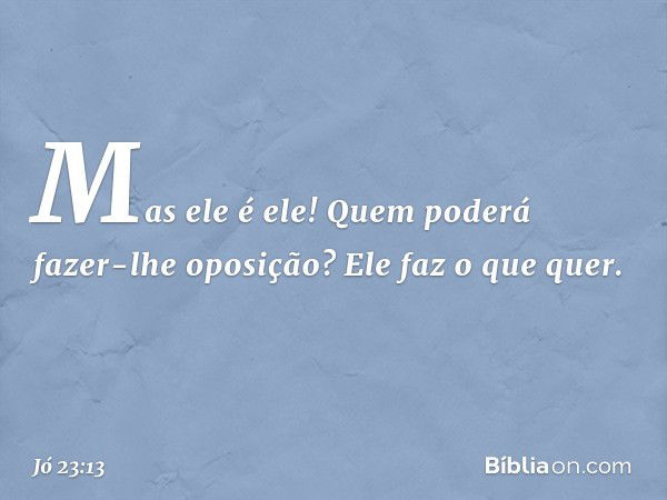 "Mas ele é ele!
Quem poderá fazer-lhe oposição?
Ele faz o que quer. -- Jó 23:13