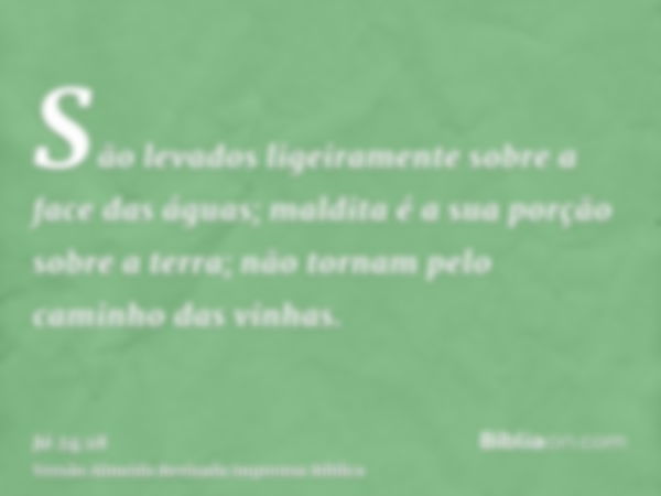 São levados ligeiramente sobre a face das águas; maldita é a sua porção sobre a terra; não tornam pelo caminho das vinhas.