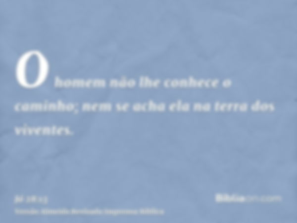 O homem não lhe conhece o caminho; nem se acha ela na terra dos viventes.