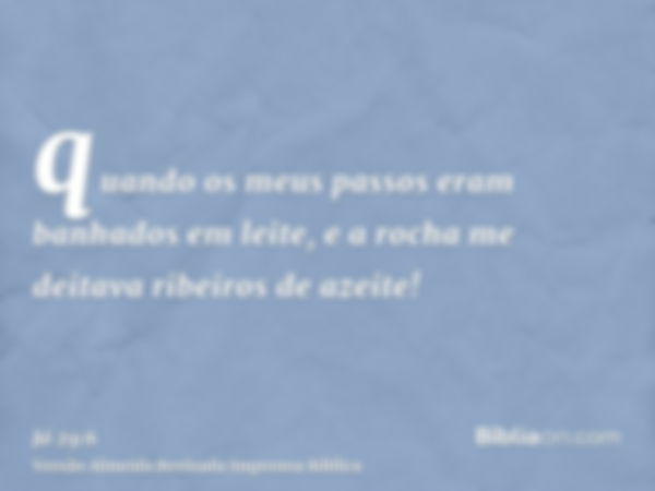 quando os meus passos eram banhados em leite, e a rocha me deitava ribeiros de azeite!