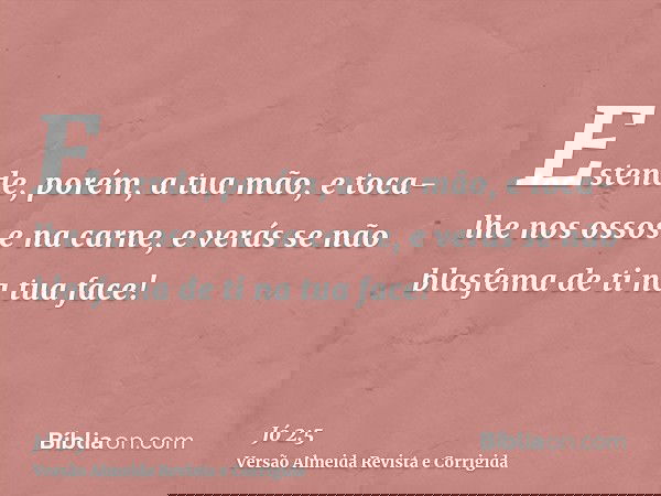 Estende, porém, a tua mão, e toca-lhe nos ossos e na carne, e verás se não blasfema de ti na tua face!