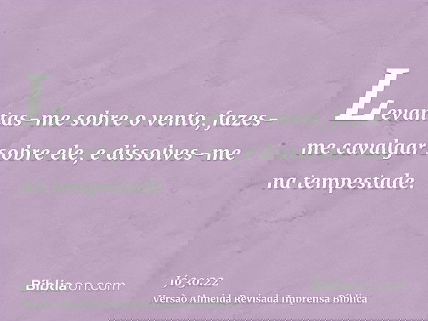 Levantas-me sobre o vento, fazes-me cavalgar sobre ele, e dissolves-me na tempestade.