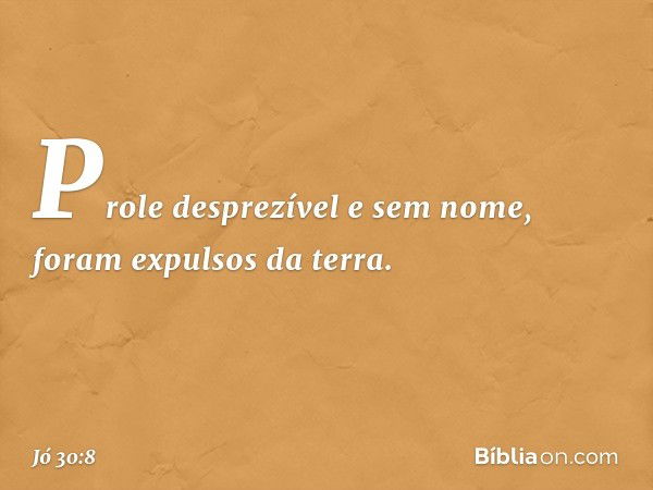 Prole desprezível e sem nome,
foram expulsos da terra. -- Jó 30:8