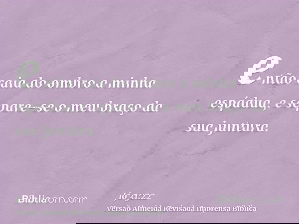 então caia do ombro a minha espádua, e separe-se o meu braço da sua juntura.
