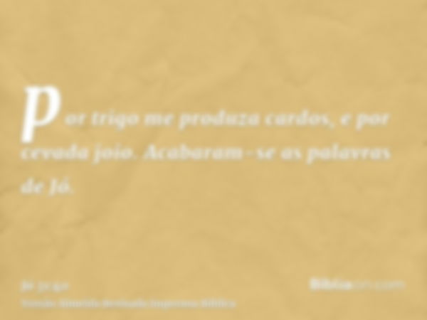 por trigo me produza cardos, e por cevada joio. Acabaram-se as palavras de Jó.