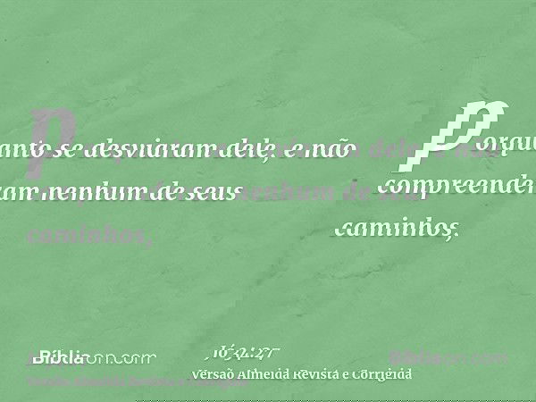 porquanto se desviaram dele, e não compreenderam nenhum de seus caminhos,