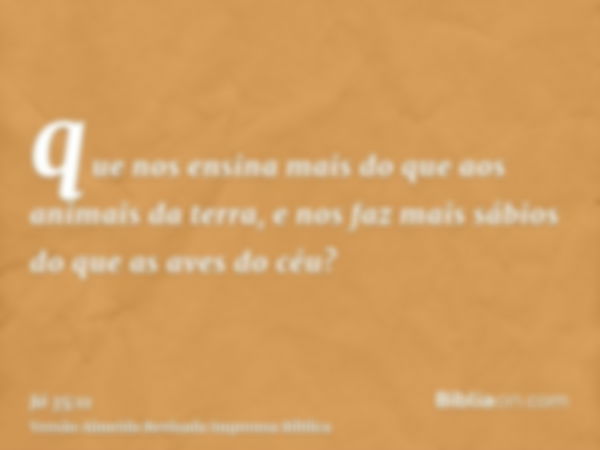 que nos ensina mais do que aos animais da terra, e nos faz mais sábios do que as aves do céu?