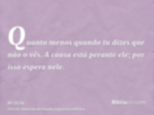 Quanto menos quando tu dizes que não o vês. A causa está perante ele; por isso espera nele.