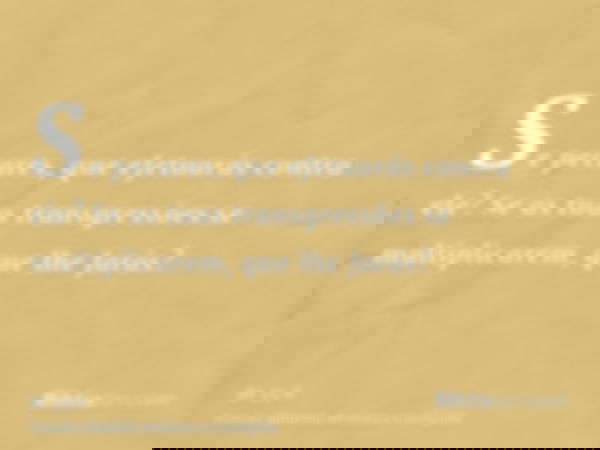 Se pecares, que efetuarás contra ele? Se as tuas transgressões se multiplicarem, que lhe farás?