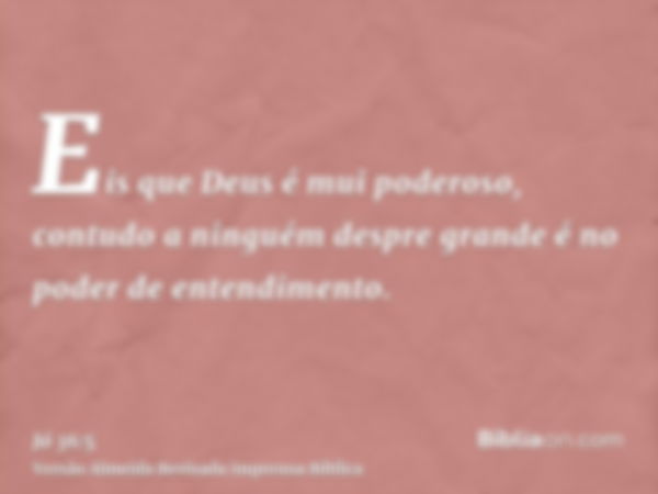 Eis que Deus é mui poderoso, contudo a ninguém despre grande é no poder de entendimento.