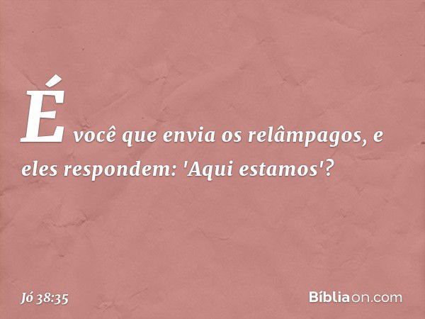 É você que envia os relâmpagos,
e eles respondem: 'Aqui estamos'? -- Jó 38:35