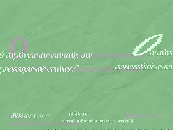 Ou darás tu força ao cavalo, ou revestirás o seu pescoço de crinas?