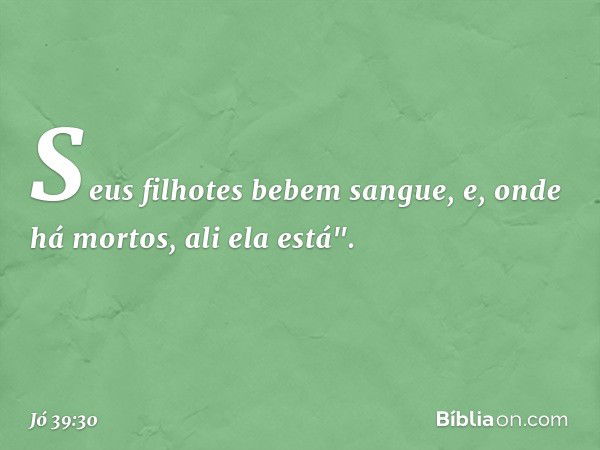 Seus filhotes bebem sangue,
e, onde há mortos, ali ela está". -- Jó 39:30