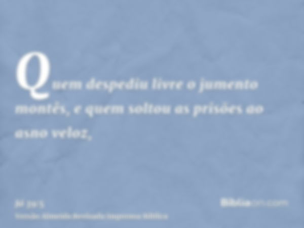 Quem despediu livre o jumento montês, e quem soltou as prisões ao asno veloz,