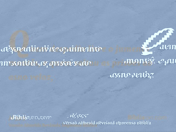 Quem despediu livre o jumento montês, e quem soltou as prisões ao asno veloz,