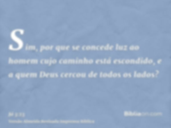 Sim, por que se concede luz ao homem cujo caminho está escondido, e a quem Deus cercou de todos os lados?