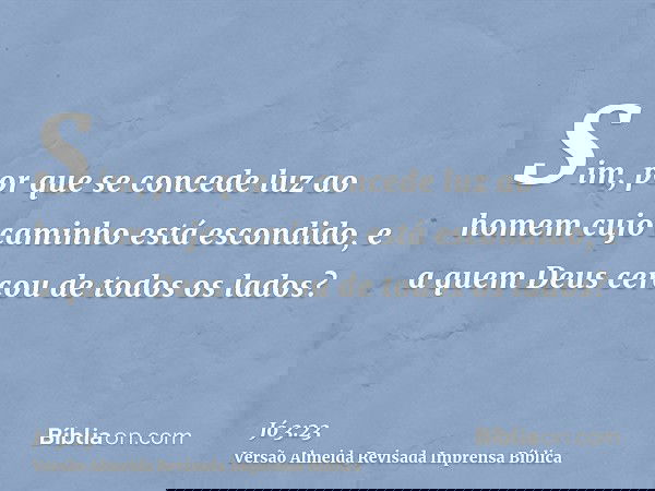 Sim, por que se concede luz ao homem cujo caminho está escondido, e a quem Deus cercou de todos os lados?