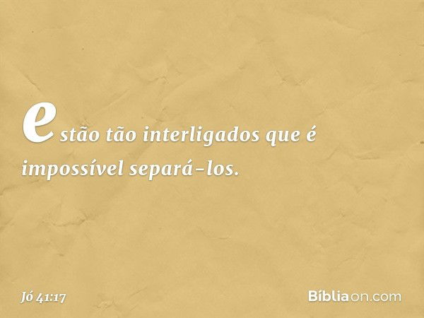 estão tão interligados
que é impossível separá-los. -- Jó 41:17