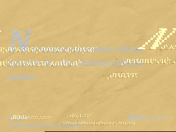 No seu pescoço pousa a força; perante ele, até a tristeza salta de prazer.