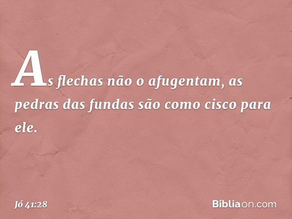 As flechas não o afugentam,
as pedras das fundas
são como cisco para ele. -- Jó 41:28