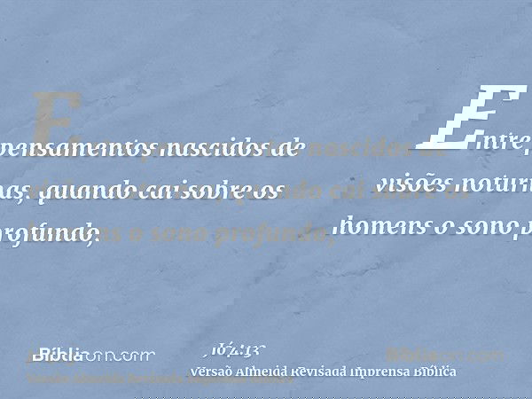 Entre pensamentos nascidos de visões noturnas, quando cai sobre os homens o sono profundo,