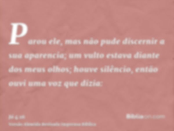 Parou ele, mas não pude discernir a sua aparencia; um vulto estava diante dos meus olhos; houve silêncio, então ouvi uma voz que dizia: