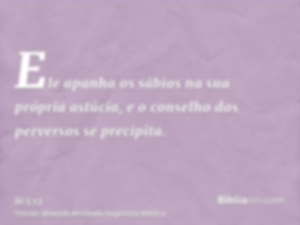 Ele apanha os sábios na sua própria astúcia, e o conselho dos perversos se precipita.