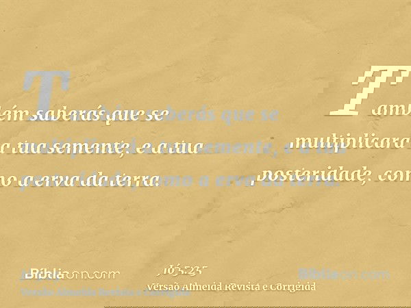 Também saberás que se multiplicará a tua semente, e a tua posteridade, como a erva da terra.