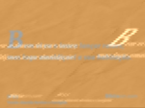 Bem vi eu o louco lançar raízes; mas logo amaldiçoei a sua habitação.