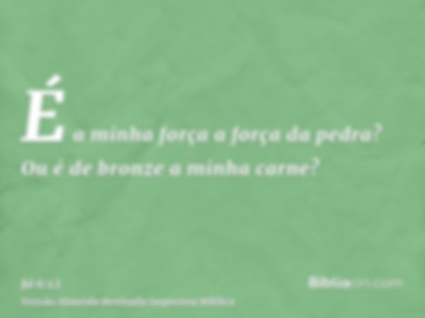 É a minha força a força da pedra? Ou é de bronze a minha carne?