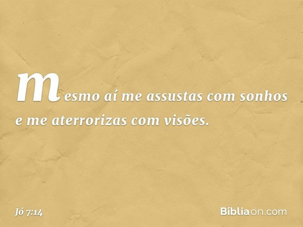 mesmo aí me assustas com sonhos
e me aterrorizas com visões. -- Jó 7:14