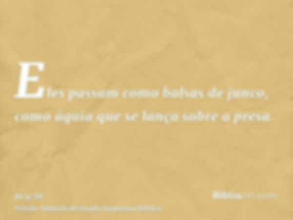 Eles passam como balsas de junco, como águia que se lança sobre a presa.