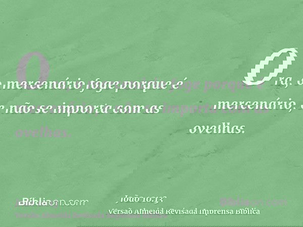 Ora, o mercenário foge porque é mercenário, e não se importa com as ovelhas.