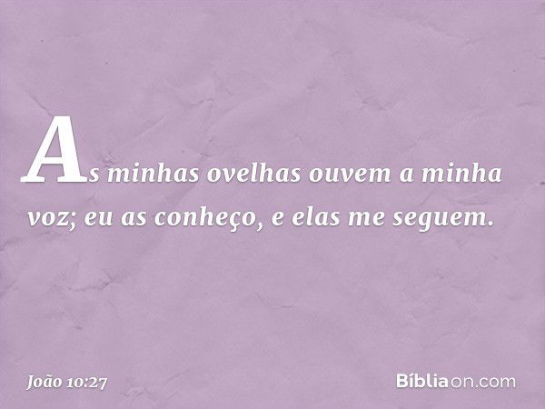 As minhas ovelhas ouvem a minha voz; eu as conheço, e elas me seguem. -- João 10:27