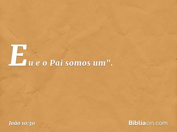 Eu e o Pai somos um". -- João 10:30