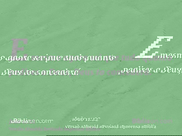 E mesmo agora sei que tudo quanto pedires a Deus, Deus to concederá.
