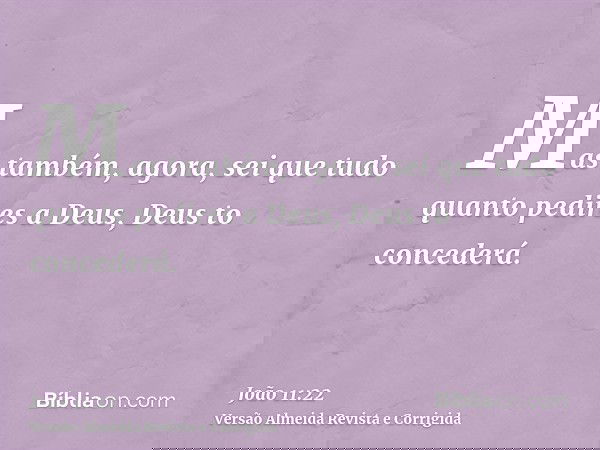 Mas também, agora, sei que tudo quanto pedires a Deus, Deus to concederá.