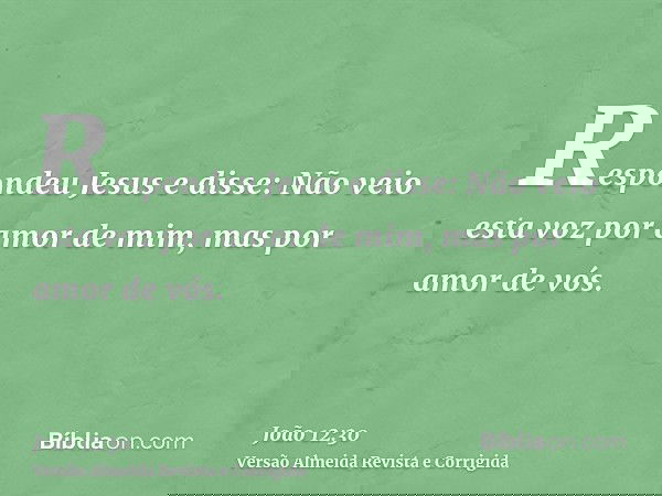 Respondeu Jesus e disse: Não veio esta voz por amor de mim, mas por amor de vós.