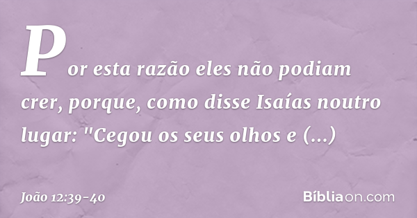 João 12 39 40 Bíblia João 12 39 40 Bíblia