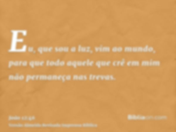 Eu, que sou a luz, vim ao mundo, para que todo aquele que crê em mim não permaneça nas trevas.