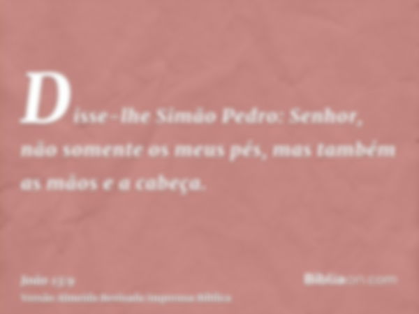 Disse-lhe Simão Pedro: Senhor, não somente os meus pés, mas também as mãos e a cabeça.